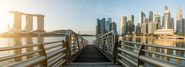 Panoráma Singapuru obchodní čtvrť Panorama a mrakodrap — Stock fotografie