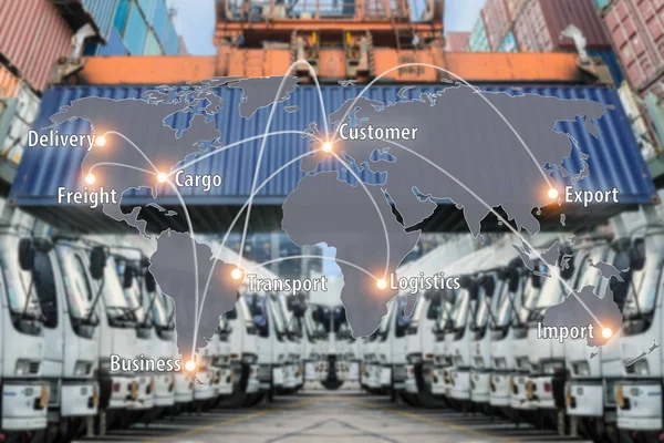 Mapa conexão de parceria logística global de Container Cargo f — Fotografia de Stock