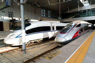 CRH High-speed trains at Beijing South Railway Station at Beijin clipart