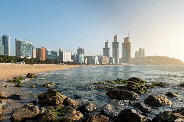 View of Haeundae beach. Haeundae beach is Busan's most popular b — Stock Photo, Image