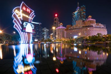 Macau, China - October 14, 2017: Night view of Macau (Macao). Th clipart
