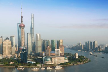 Shanghai manzarası city scape, Shanghai luajiazui Finans ve busi