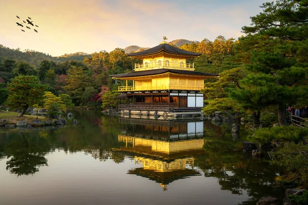 View of Kinkakuji the famous Golden Pavilion with Japanese garde — 스톡 사진