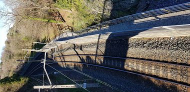 Bermeo tren rayları Bizkaia kıyısında Bask ülkesinde, İspanya