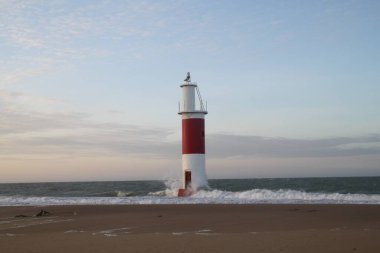 Rio Grande do Norte Brazil 'deki Galinhos yarımadasının deniz feneri