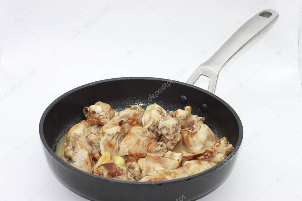 stewed rabbit in a pan