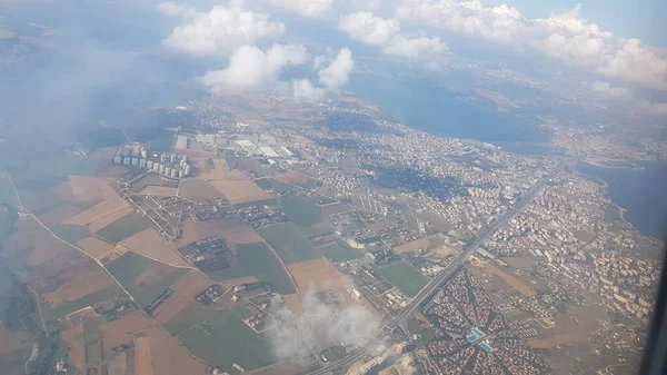 Luftaufnahmen Aus Einem Flugzeug Das Von Bilbao Nach Istanbul Flog — Stockfoto