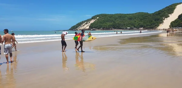 Ponta Negra Stranden Favorit För Turister Med Utmärkt Vattenkvalitet Och — Stockfoto