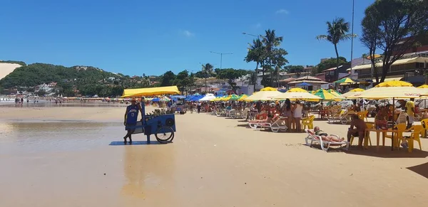 Natal Brazílie Únor 2019 Prodejci Pláži Ponta Negra Natalu — Stock fotografie
