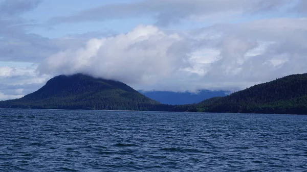 landscape in an Alaskan fjord during a whale watching safari