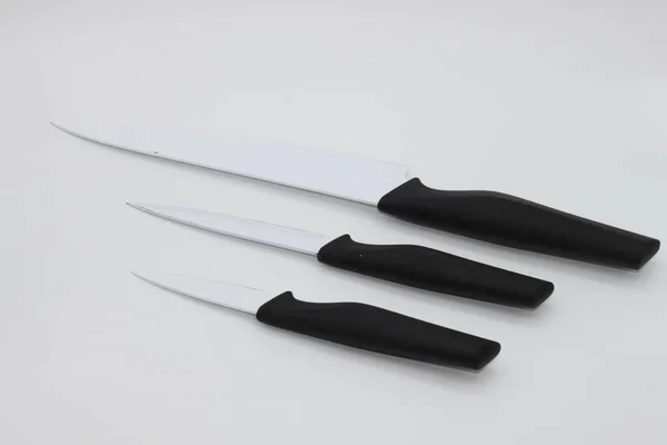 Professional Kitchen Knives White Background — Stock Photo, Image