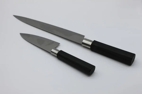 Professional Kitchen Knives White Background — Stock Photo, Image