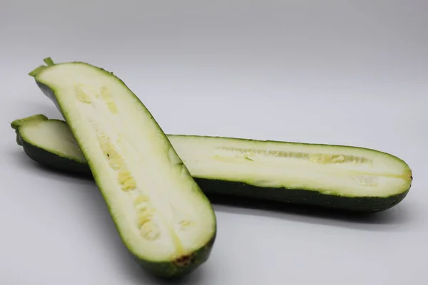 Zucchini Cut Halves White Background — Stock Photo, Image