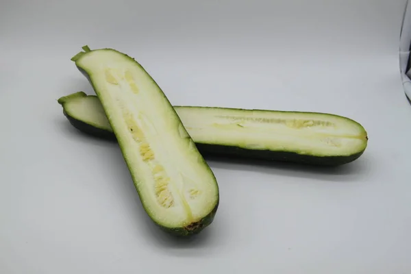 Zucchini Cut Halves White Background — Stock Photo, Image