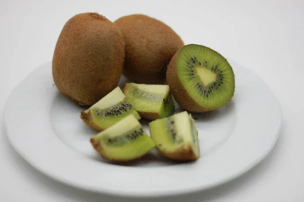 Sliced Kiwi Fruits Isolated White Background — Stock Photo, Image