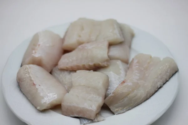 Pescada Fresca Limpa Picada Pronta Para Cozinhar — Fotografia de Stock