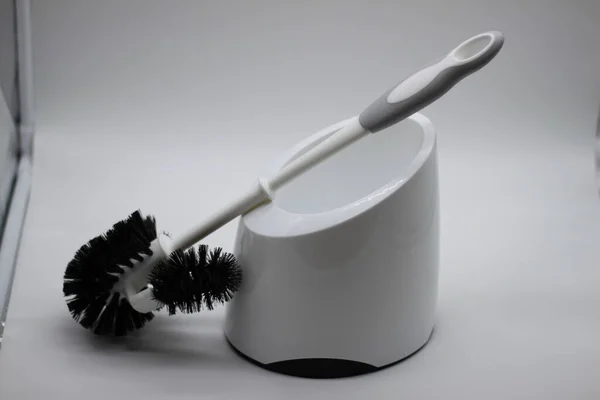 Black White Toilet Brush Isolated White Background — Stock Photo, Image