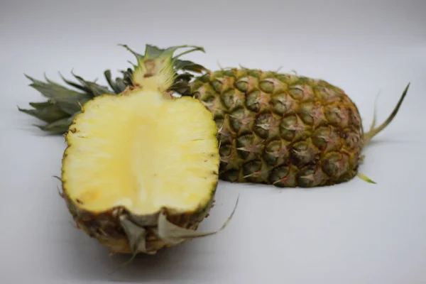 Pineapple Cut Halves Isolated White Background — Stock Photo, Image