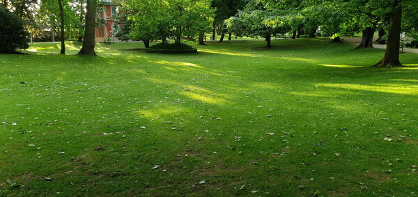 Well-kept green grass in the Donostia San Sebastian gardens in the Basque Country