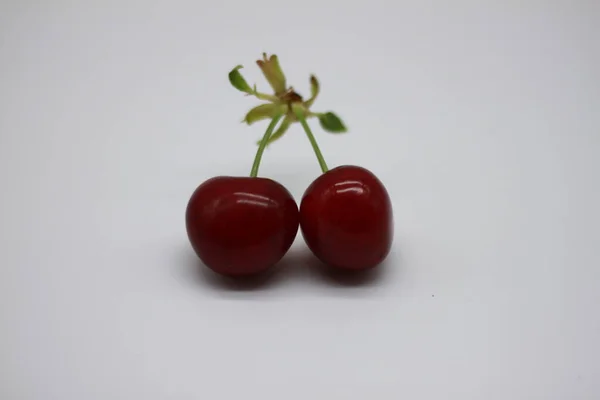 Red Cherries White Background — Stock Photo, Image