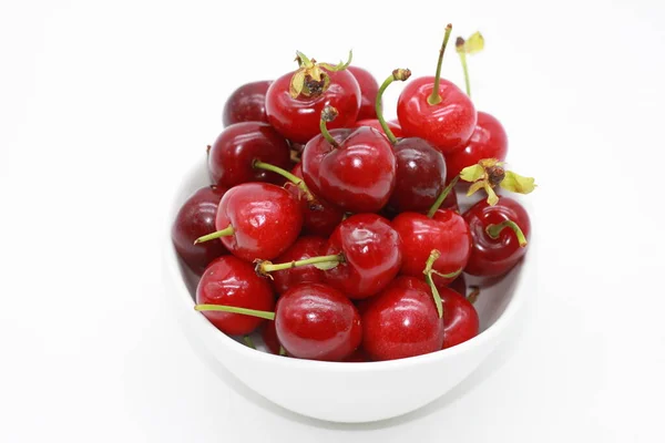 Red Cherries White Background — Stock Photo, Image