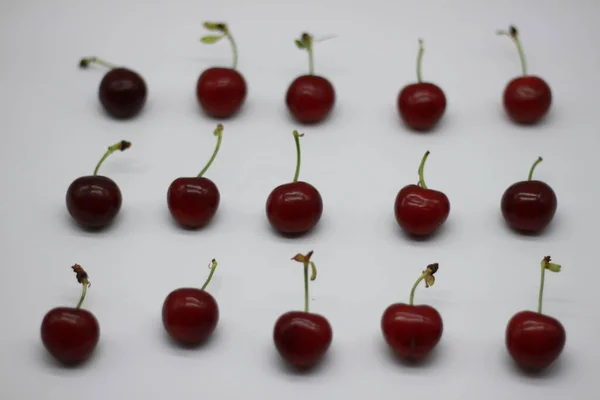 Red Cherries White Background — Stock Photo, Image