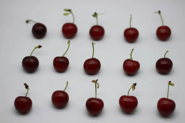 Red Cherries White Background — Stock Photo, Image