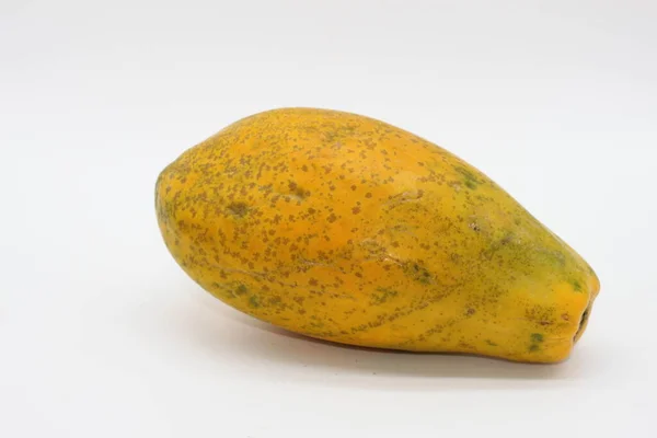Gelbe Papaya Isoliert Auf Weißem Hintergrund — Stockfoto