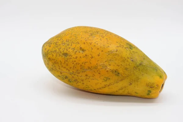 Gelbe Papaya Isoliert Auf Weißem Hintergrund — Stockfoto