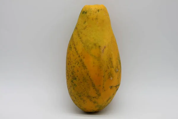 Gele Papaya Geïsoleerd Witte Achtergrond — Stockfoto