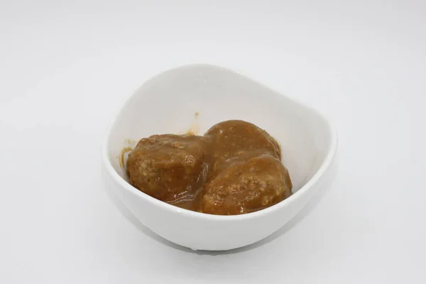 Beef Meatballs Onion Gravy — Stock Photo, Image