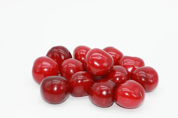 Red Cherries White Background Stock Image