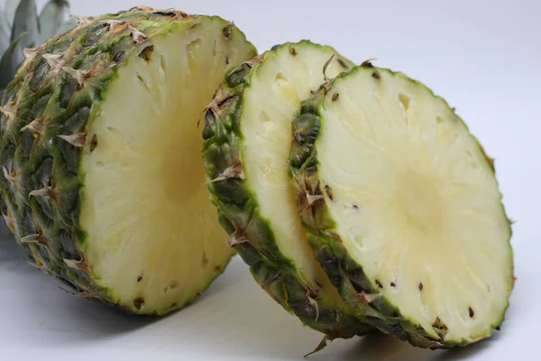 Pineapple Cut Slices Isolated White Background — Stock Photo, Image