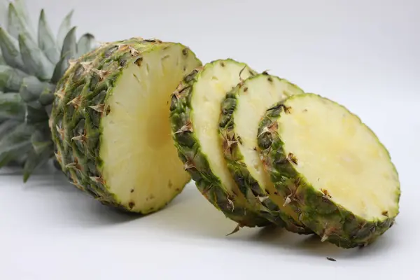 Pineapple Cut Slices Isolated White Background — Stock Photo, Image