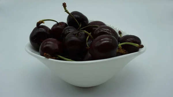 Ripe Cherries White Background — Stock Photo, Image