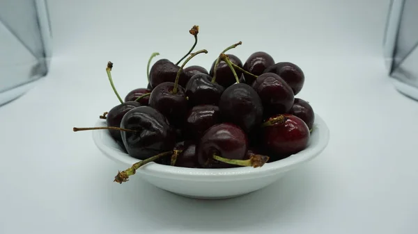 Ripe Cherries White Background — Stock Photo, Image