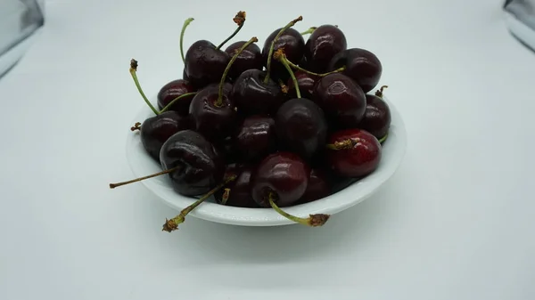 Ripe Cherries White Background — Stock Photo, Image