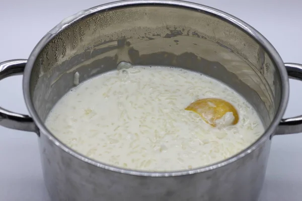 Cocinar Pudín Arroz Una Olla — Foto de Stock