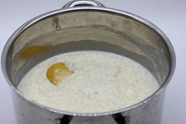 Milchreis Einem Topf Kochen — Stockfoto