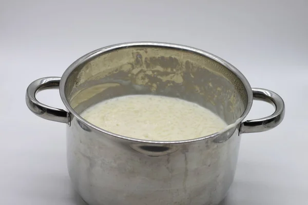Rijstpudding Koken Een Pot — Stockfoto