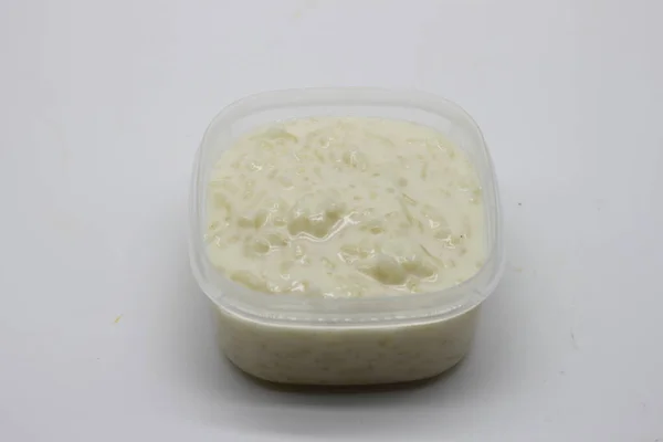 Delicious Homemade Rice Pudding White Background — Stock Photo, Image