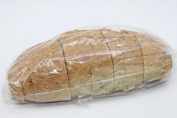 Pão Chia Fatiado Saco Plástico Transparente — Fotografia de Stock