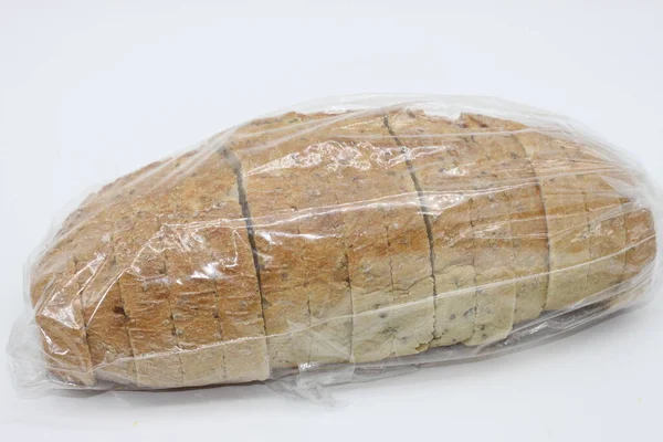 Pão Chia Fatiado Saco Plástico Transparente — Fotografia de Stock