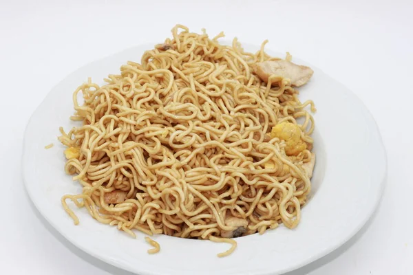 Soy Noodle Stir Fry Inglês Macarrão Soja Fritar Com Frango — Fotografia de Stock