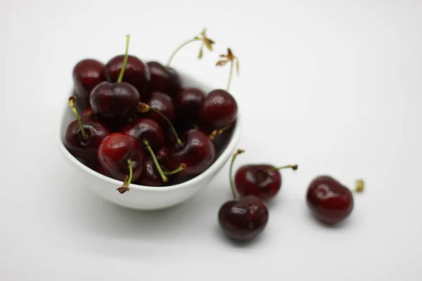 Red Cherries White Background — Stock Photo, Image