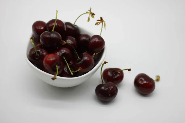 Red Cherries White Background — Stock Photo, Image