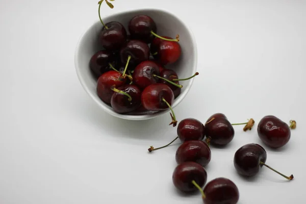 Red Cherries White Background — Stock Photo, Image