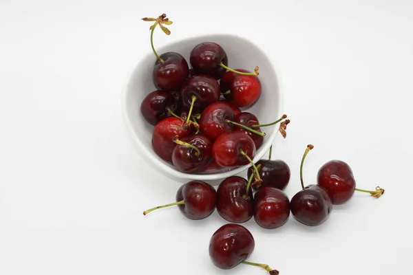 Red Cherries White Background — Stock Photo, Image