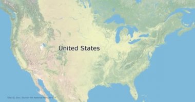 Soft colors of mountains and forests. Map of New York. World map. Map of the USA. Zoom from a world map to a map of New York. Zoom from USA map to New York map. 4K FHD 60 fps animation.