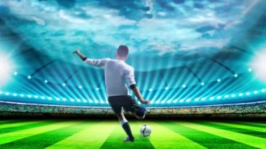 Stadyumda top oynayan futbolcu. Futbolcu çocuk oyuncu. 4 bin. 3B Parallax CanlandırmasıName